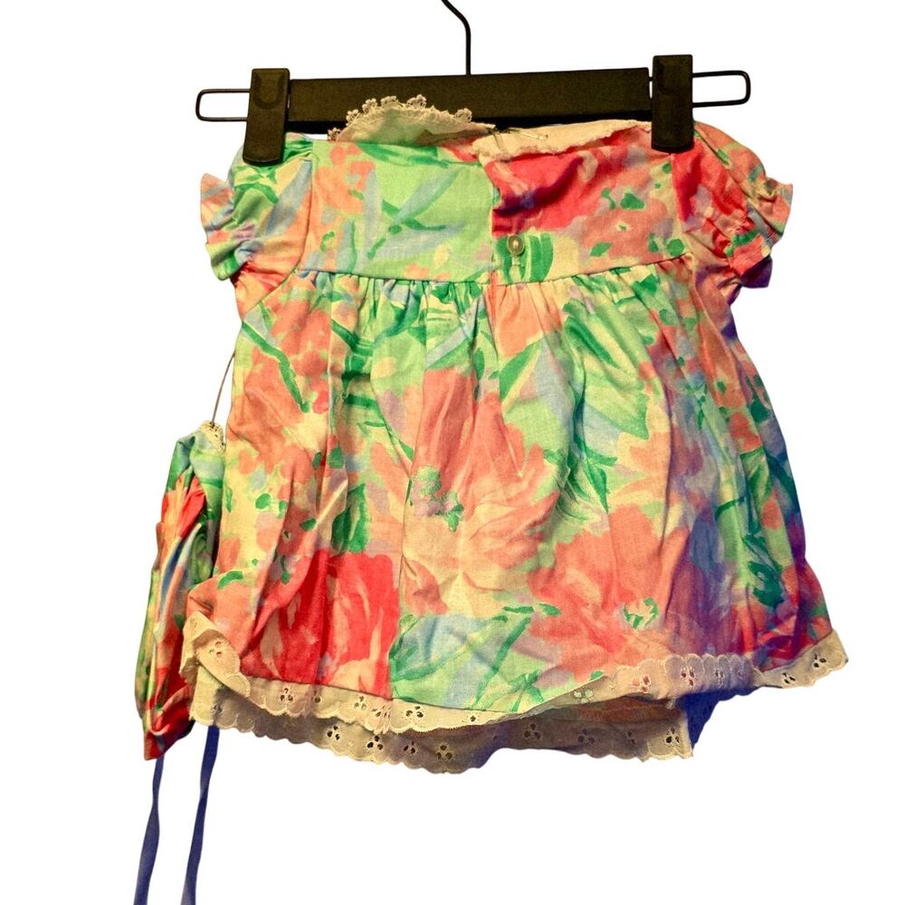 Vintage Little Gem floral dress with cap size 6-9 months - Picture 2 of 3